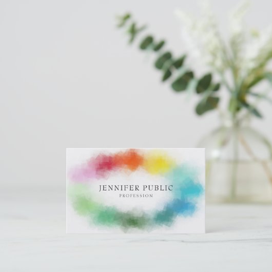 Regenboogkleuren Roze Rood Geel Blauw Groen Paarse Visitekaartje (Staand voorkant)