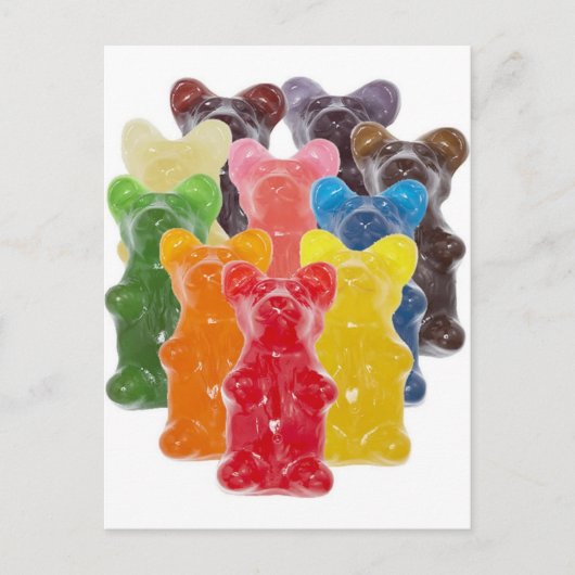 regenboogkleuren snoep minuscule beer briefkaart (Voorkant)