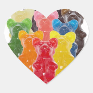 regenboogkleuren snoep minuscule beer hart sticker