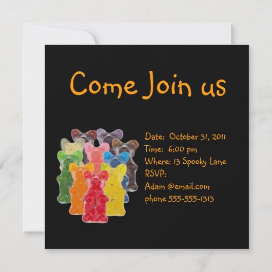 regenboogkleuren snoep minuscule beer kaart (Achterkant)