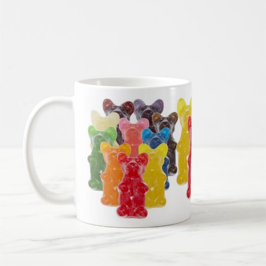 regenboogkleuren snoep minuscule beer koffiemok (Links)