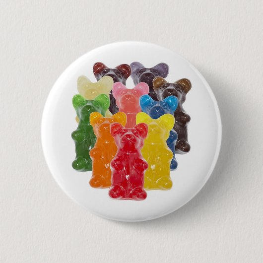 regenboogkleuren snoep minuscule beer ronde button 5,7 cm (Voorkant)