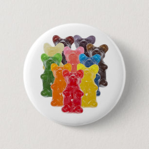 regenboogkleuren snoep minuscule beer ronde button 5,7 cm