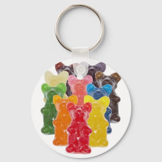 regenboogkleuren snoep minuscule beer sleutelhanger (Voorkant)