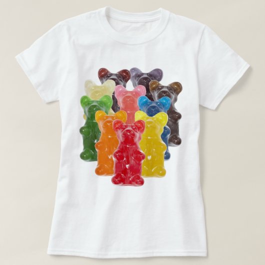 regenboogkleuren snoep minuscule beer t-shirt (Design voorkant)
