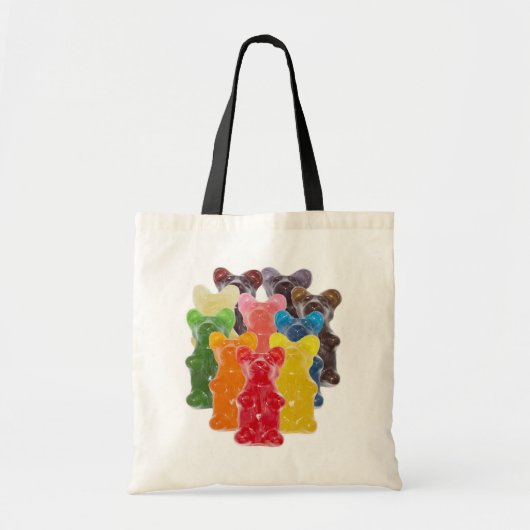 regenboogkleuren snoep minuscule beer tote bag (Voorkant)