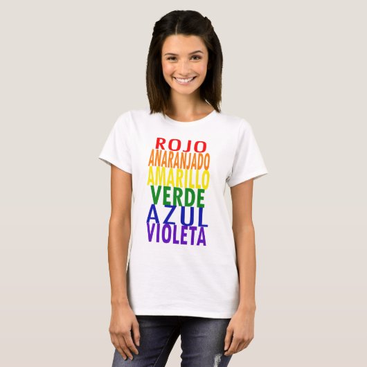Regenboogkleuren T-shirt (Spaans) (Voorkant volledig)