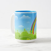 regenboogkleuren tweekleurige koffiemok (Voorkant links)