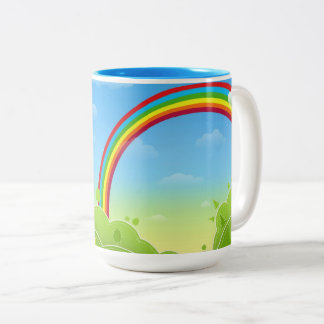 regenboogkleuren tweekleurige koffiemok