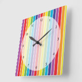 Regenboogkleuren Vierkante Klok (Hoek)