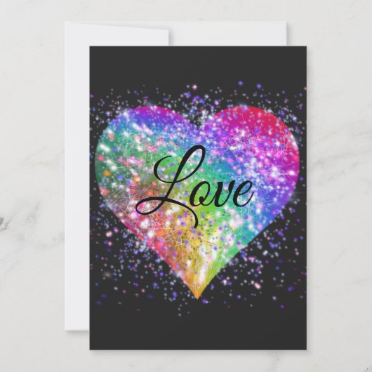 Regenboogkleuren vonken glitters hart liefde    kaart (Voorkant)