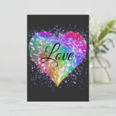 Regenboogkleuren vonken glitters hart liefde    kaart (Staand voorkant)