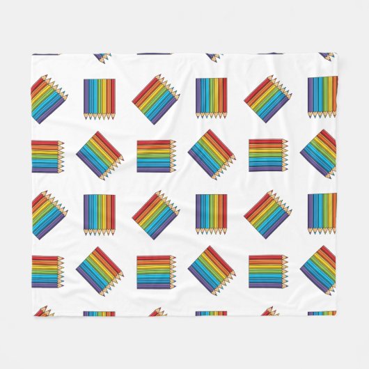 Regenboogkleurencils Fleece Deken (Voorkant (Horizontaal))