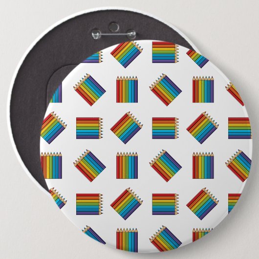 Regenboogkleurencils Ronde Button 6,0 Cm (Voorkant /achterkant)