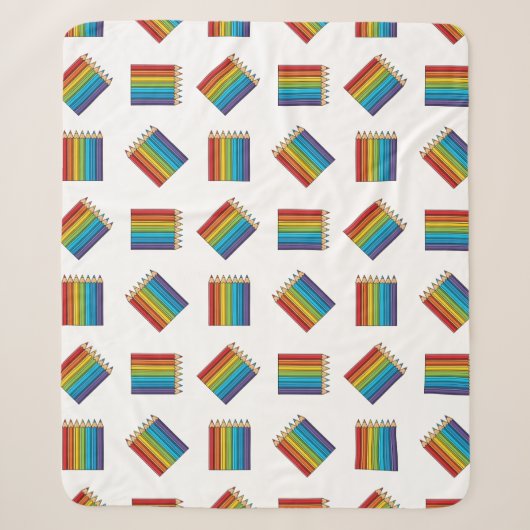 Regenboogkleurencils Sherpa Deken (Voorkant)