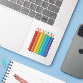 Regenboogkleurencils Sticker (Laptop met iPhone)