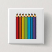 Regenboogkleurencils Vierkante Button 5,1 Cm (Voorkant)