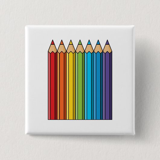 Regenboogkleurencils Vierkante Button 5,1 Cm (Voorkant)