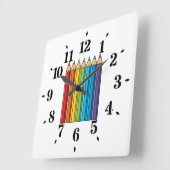 Regenboogkleurencils Vierkante Klok (Hoek)