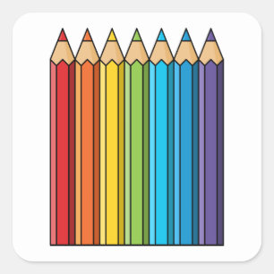 Regenboogkleurencils Vierkante Sticker
