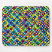 Regenboogkleurig behangpapier met bloemen en cirke muismat (Voorkant)
