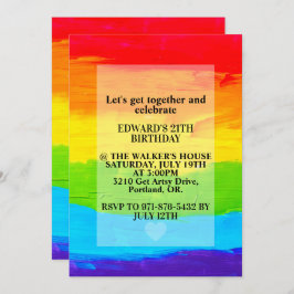 Regenboogkleurig Canvas Schilderij Verjaardagsfees Kaart