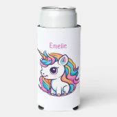Regenboogkleurig eenhoornmotief seltzer blikjeskoeler (Seltzer Voorkant)