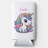 Regenboogkleurig eenhoornmotief seltzer blikjeskoeler (Achterkant)