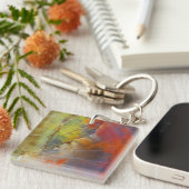 Regenboogkleurig gezuiverd hout sleutelhanger (Voorkant Rechts)