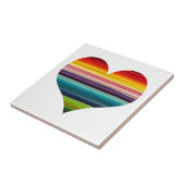 Regenboogkleurig hart gestreept tegeltje (Zijkant)