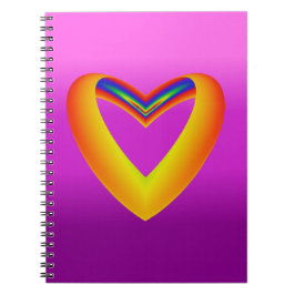 Regenboogkleurig hart met paarse verloopachtergron notitieboek