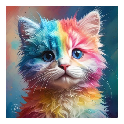 Regenboogkleurig Kitten Portret Foto Afdruk (Voorkant)