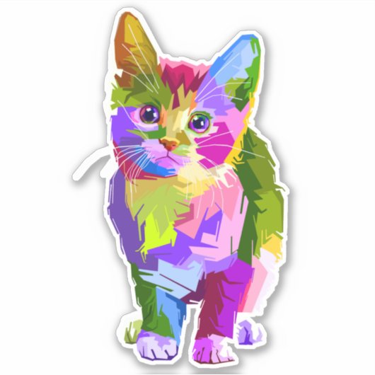 Regenboogkleurig Kitten Sticker (Voorkant)