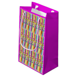 regenboogkleurig over het hele snoep, zoete helder klein cadeauzakje