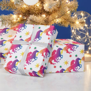 Regenboogkleurig paard cadeaupapier