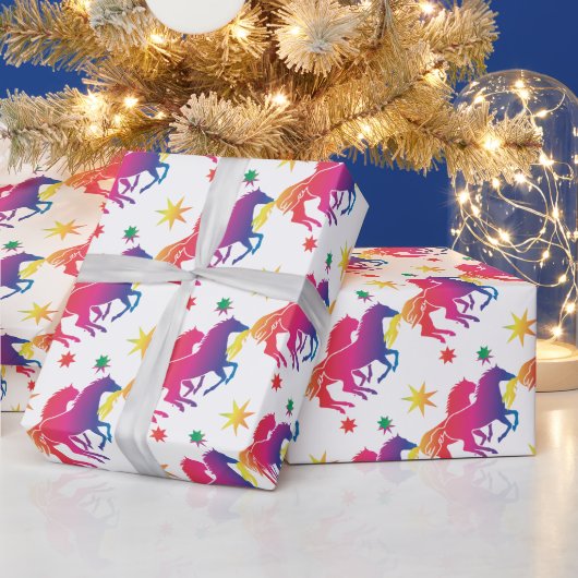 Regenboogkleurig paard cadeaupapier (Feestdagen)