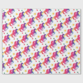 Regenboogkleurig paard cadeaupapier (Vlak)