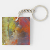 Regenboogkleurig versteend hout sleutelhanger (Achterkant)