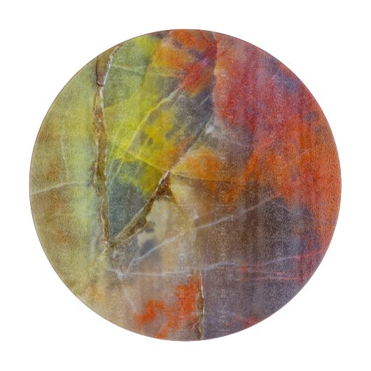 Regenboogkleurig versteend hout snijplank (Voorkant)