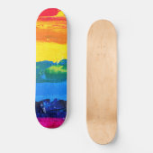 Regenboogkleurige acrylverf-kaaskleuren geprikte v persoonlijk skateboard (Voorkant)