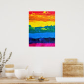 Regenboogkleurige acrylverf-kaaskleuren geprikte v poster (Keuken)