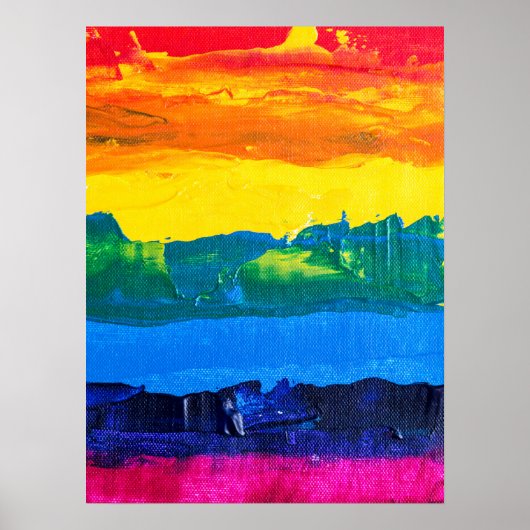 Regenboogkleurige acrylverf-kaaskleuren geprikte v poster (Voorkant)