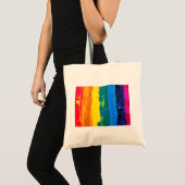 Regenboogkleurige acrylverf-kaaskleuren geprikte v tote bag (Voorkant (product))