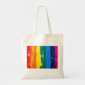 Regenboogkleurige acrylverf-kaaskleuren geprikte v tote bag (Voorkant)