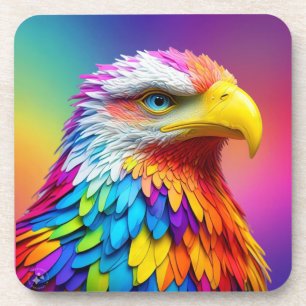 Regenboogkleurige Amerikaanse Zeearend-65456 Bier Onderzetter