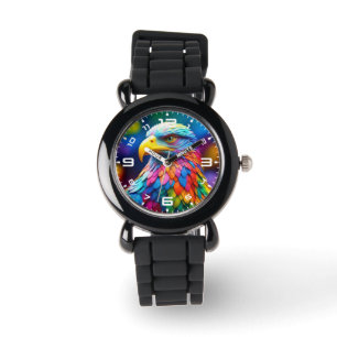 Regenboogkleurige Bald Eagle-654568 Horloge