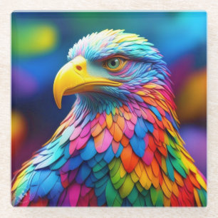 Regenboogkleurige Bald Eagle-65456 Glazen Onderzetter