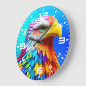Regenboogkleurige Bald Eagle-65456 Grote Klok (Hoek)