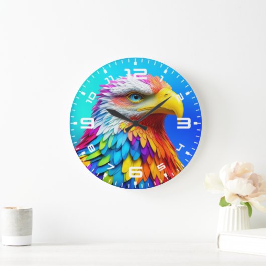 Regenboogkleurige Bald Eagle-65456 Grote Klok (Huis)