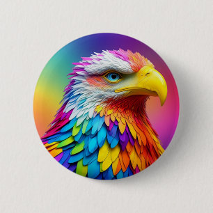 Regenboogkleurige Bald Eagle-65456 Ronde Button 5,7 Cm